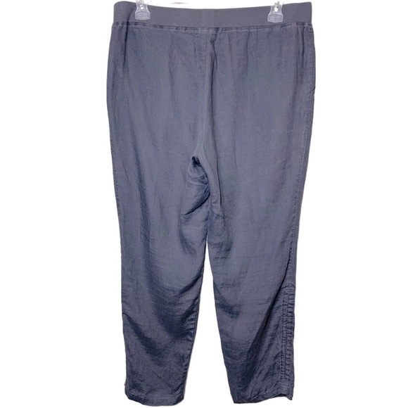 ELLEN Tracy Gray Linen Hi Rise Ankle Pants Pull on Jogger Elastic Band Sz L - Picture 2 of 14